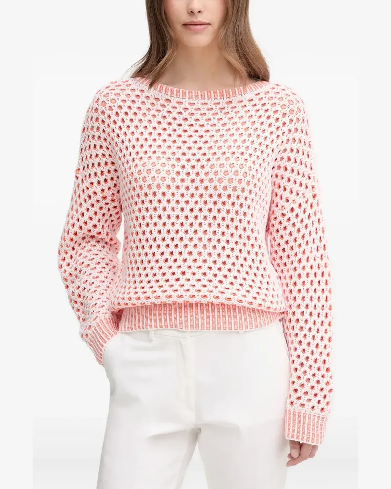 Benetton open-knit ribbed-trim sweater - Rosa Rosa