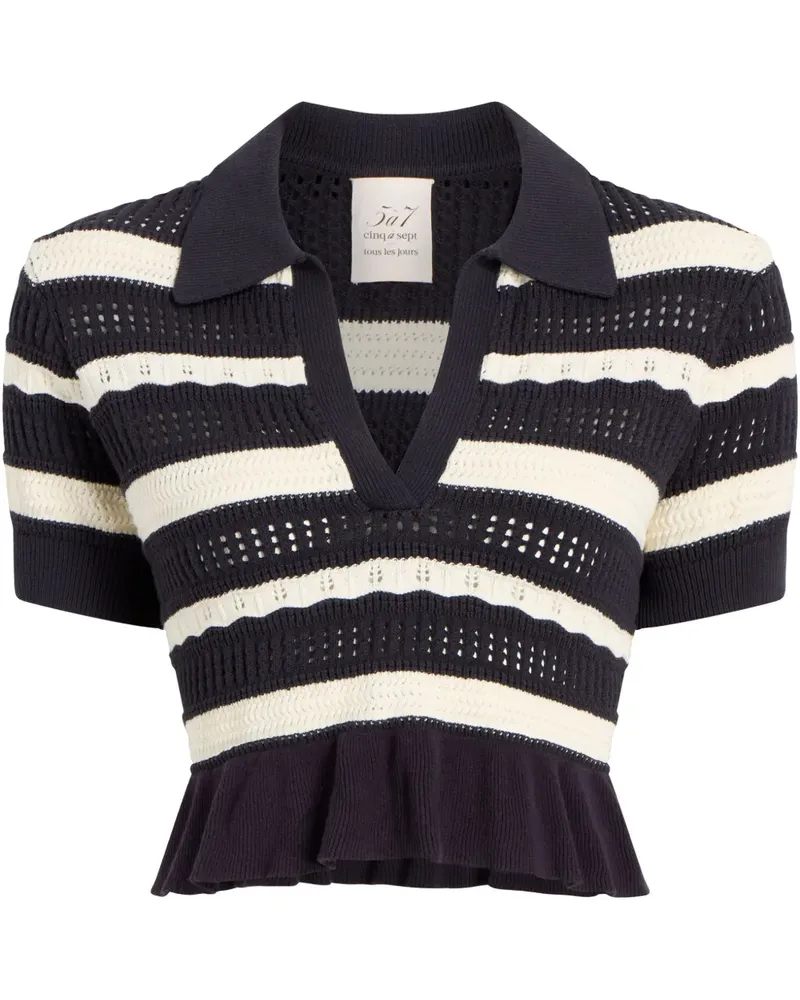 Cinq à Sept Gestreiftes Cropped-Top - Blau Blau