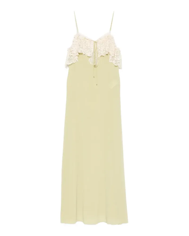 Chloé lace-trimmed silk-crepe maxi dress - Grün Grün