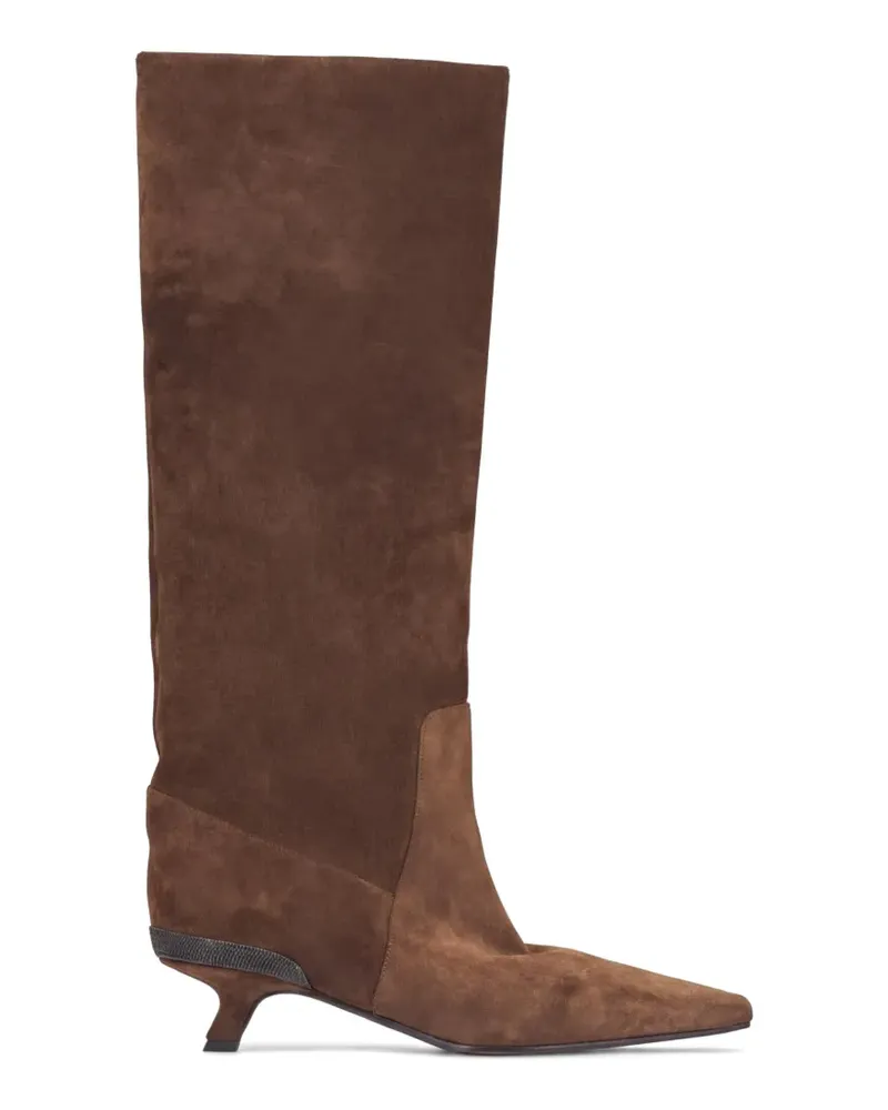 Brunello Cucinelli Kniehohe City Stiefel aus Wildleder - Braun Braun