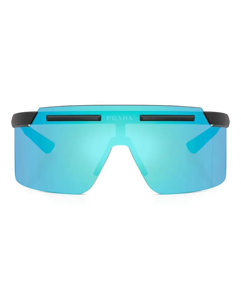 Prada Sonnenbrille mit Shield-Gestell - Schwarz Schwarz