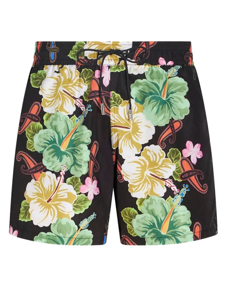 Etro Badeshorts mit Blumen-Print - Schwarz Schwarz