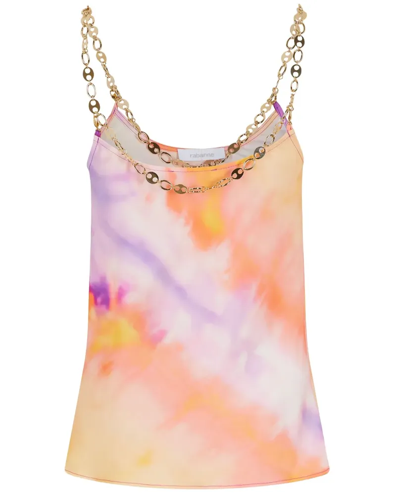 Paco Rabanne Oberteil aus Satin mit Print - Orange Orange