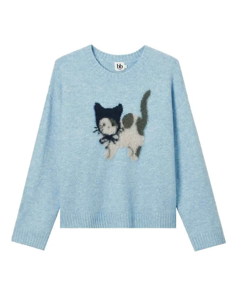 b+ab Pullover mit Katzenmotiv - Blau Blau