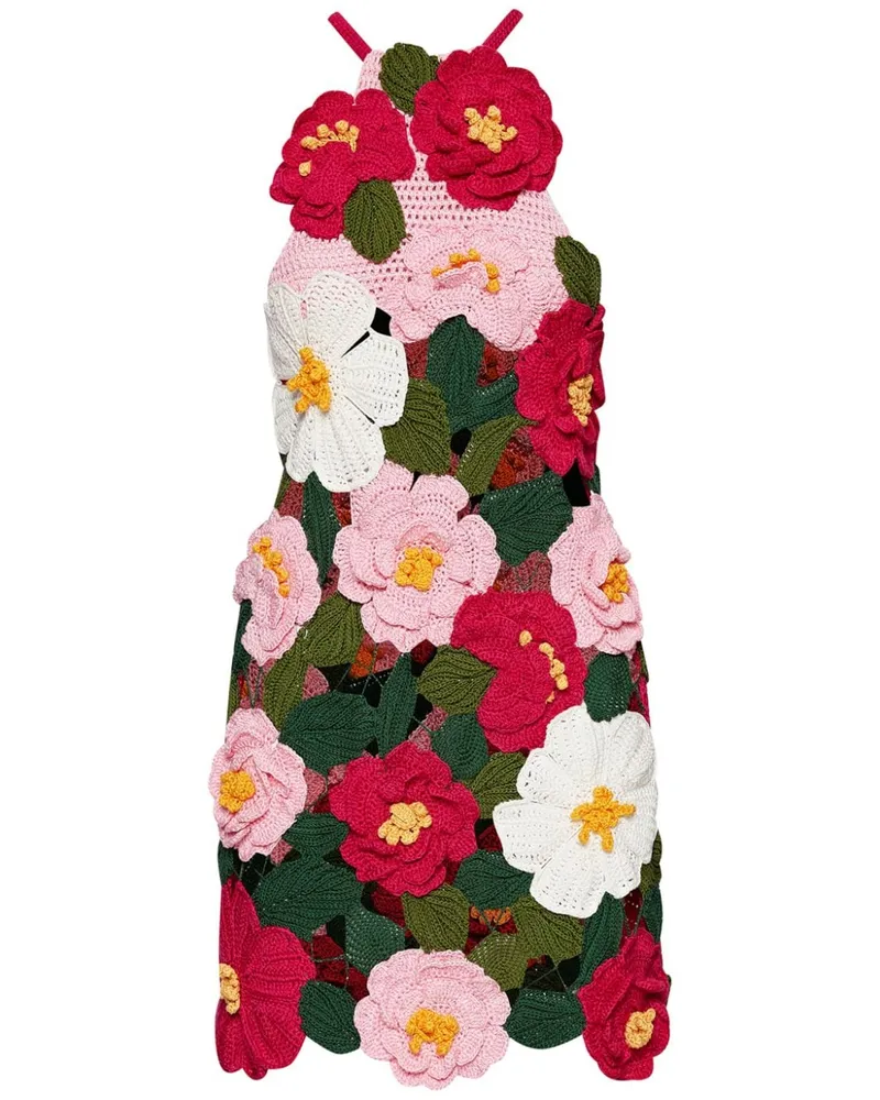 Oscar de la Renta Camellia Neckholder-Minikleid - Rosa Rosa