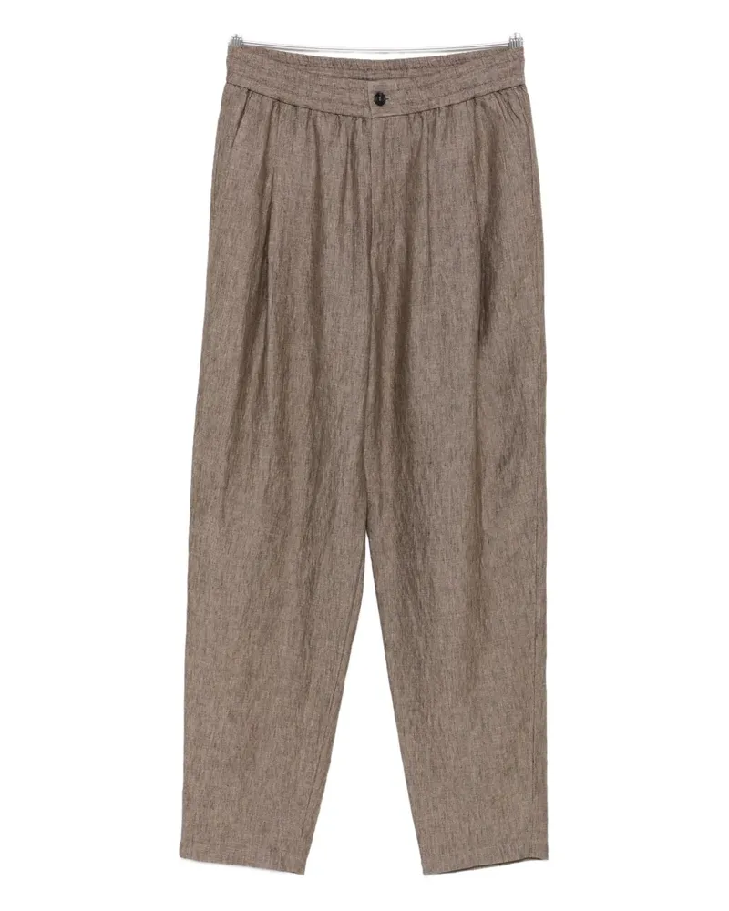 Giorgio Armani pleated elasticated-waist trousers - Braun Braun