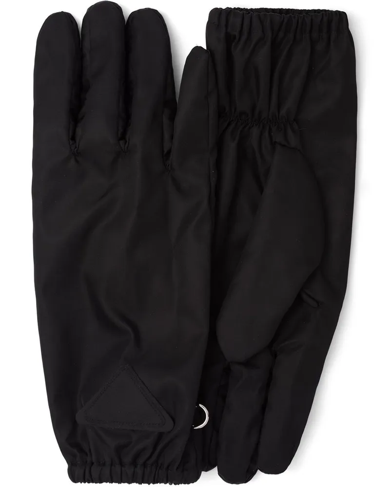 Prada Re-Nylon Handschuhe mit Logo Schwarz