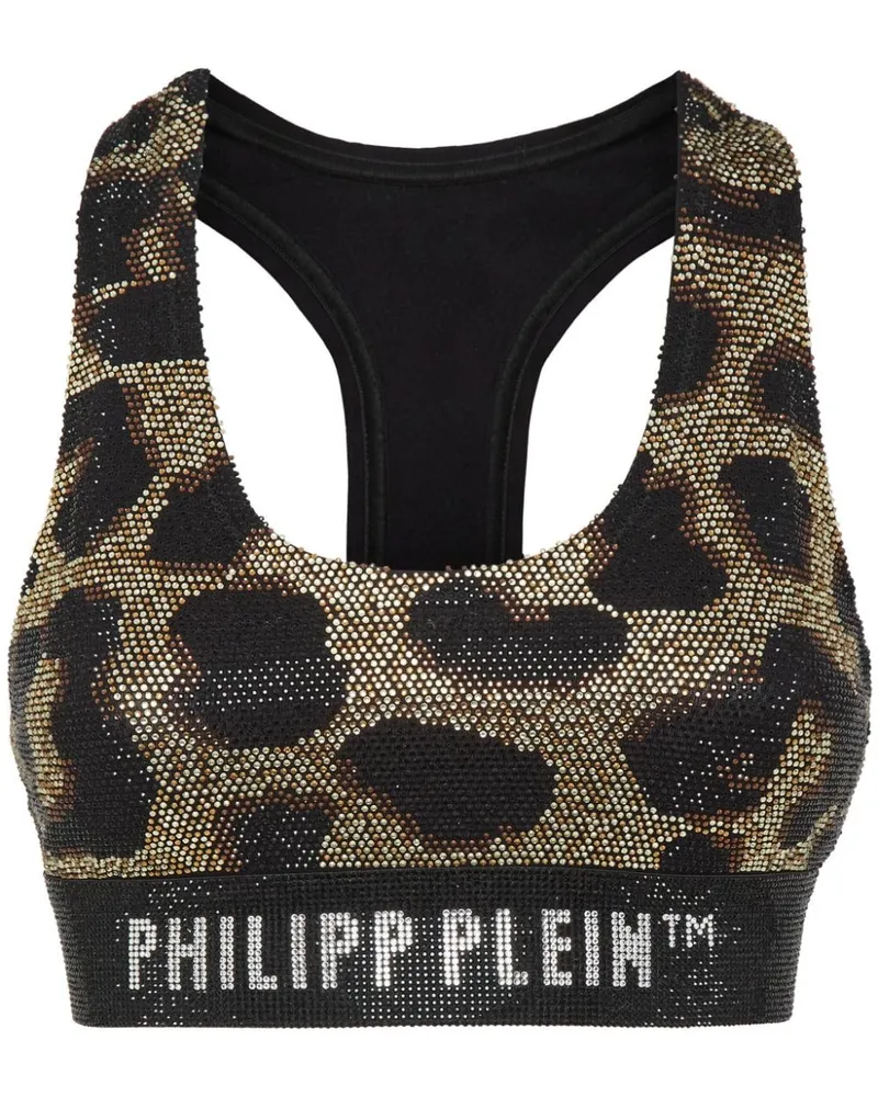 Philipp Plein Cropped-Oberteil mit Leoparden-Print - Schwarz Schwarz