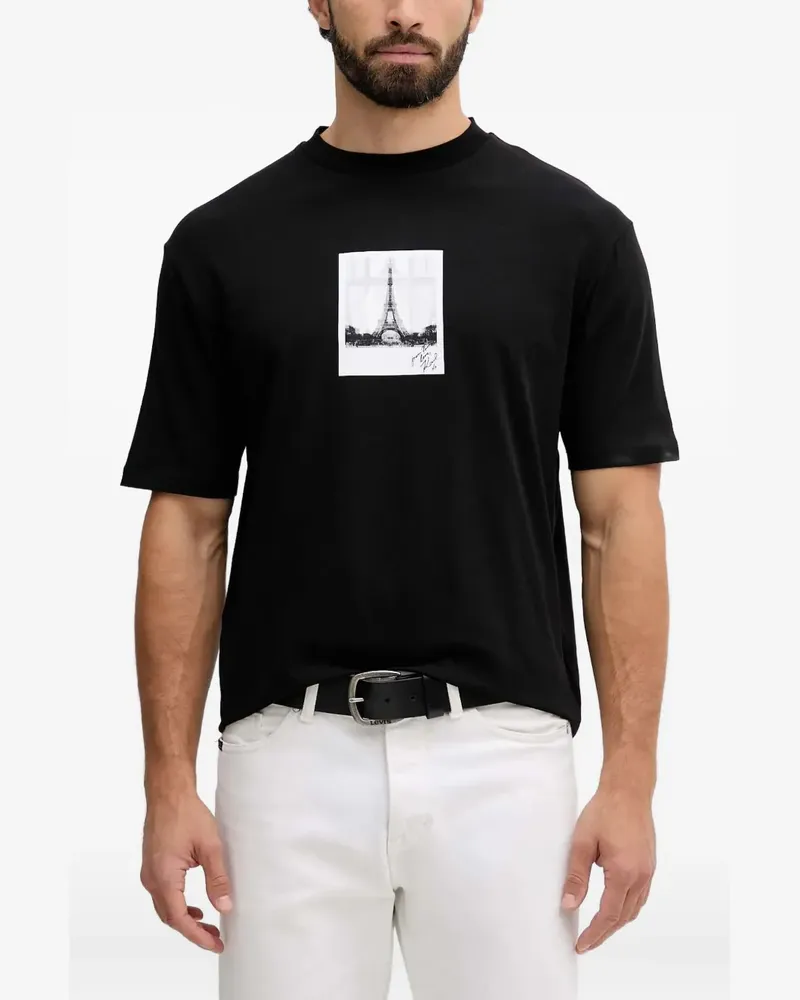 Karl Lagerfeld x Paris Hilton T-Shirt mit Print - Schwarz Schwarz