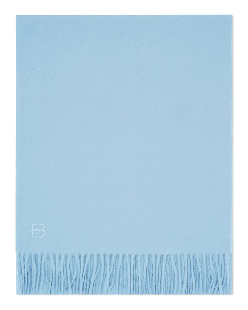 Eric Bompard monogram fringed scarf - Blau Blau