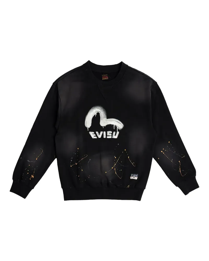 Evisu Sweatshirt mit Farbklecks-Print - Schwarz Schwarz