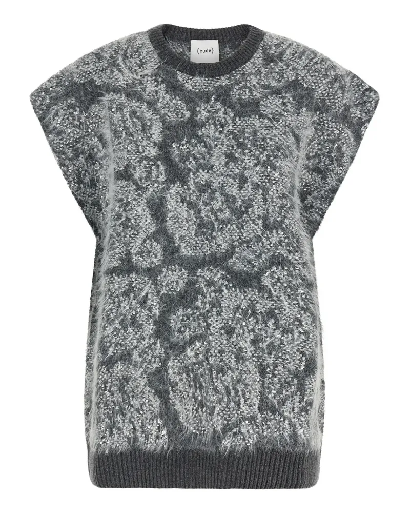 NUDE abstract-pattern knit vest - Grau Grau