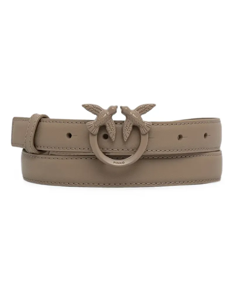 Pinko Love Birds thin colour-block leather belt - Grau Grau