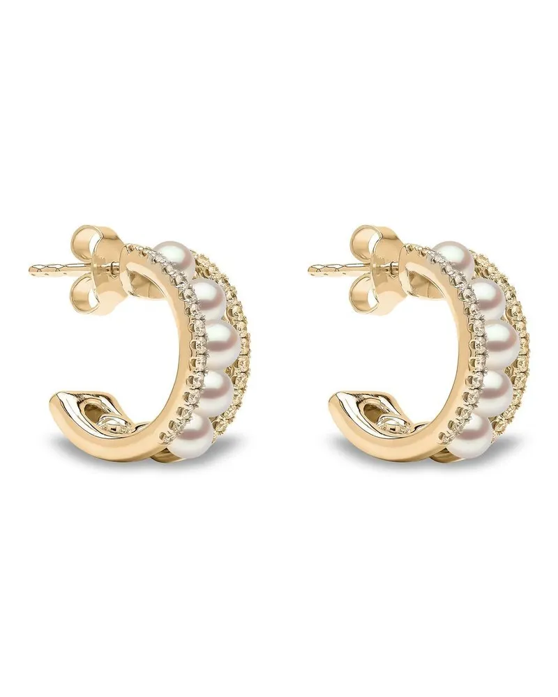 YOKO London 18kt Eclipse Gelbgoldcreolen mit Akoya-Perlen und Diamanten Gold