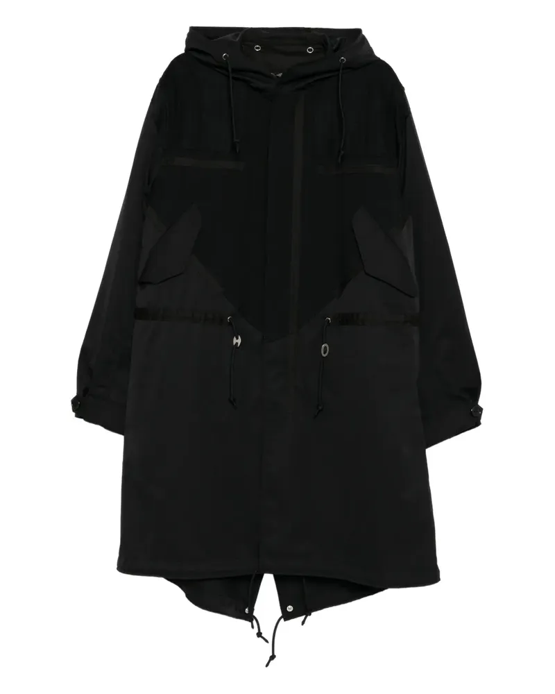 Undercover drawstring hooded coat - Schwarz Schwarz