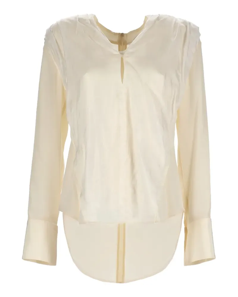 Victoria Beckham silk long-sleeve top - Nude Nude