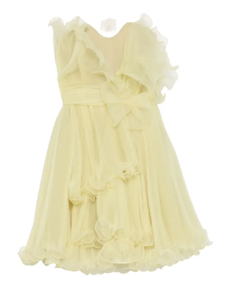 Marchesa strapless pleated dress - Gelb Gelb