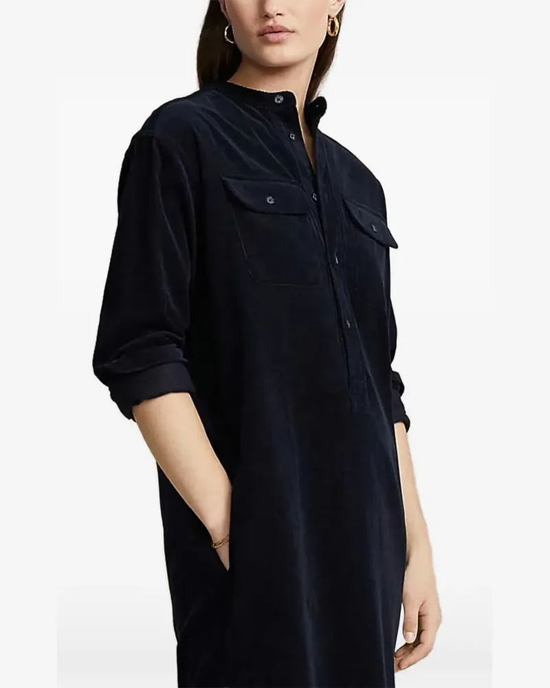 Ralph Lauren Hemdkleid aus Cord mit Taschen - Blau Blau