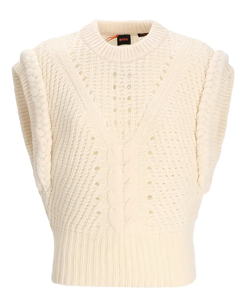 HUGO BOSS Fastina Pullunder mit Zopfmuster - Nude Nude