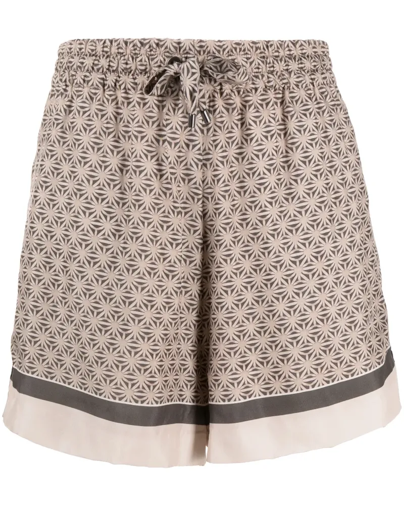Brunello Cucinelli Seidenshorts mit grafischem Print - Nude Nude