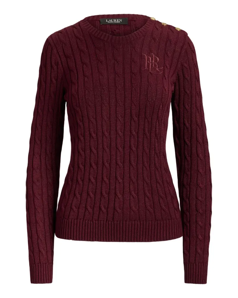 Ralph Lauren Zopfmuster-Pullover mit geknöpften Schultern - Rot Rot