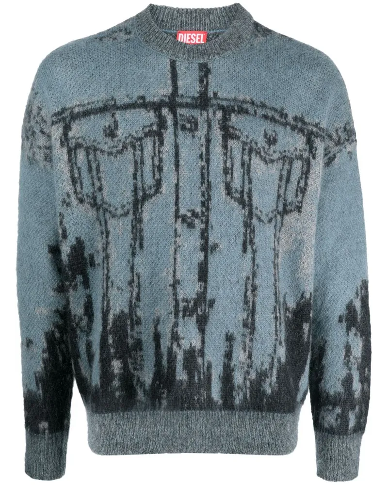 Diesel K-Patmos Intarsien-Sweatshirt Blau