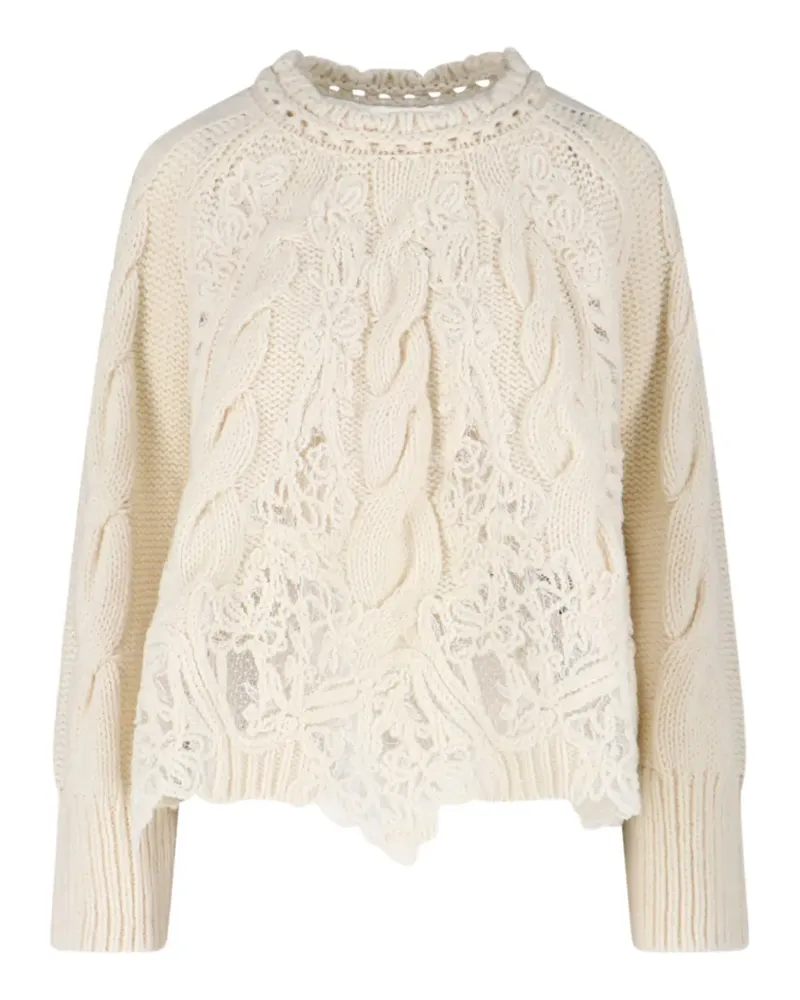 Ermanno Scervino Zopfmuster-Pullover mit Spitzeneinsatz - Nude Nude