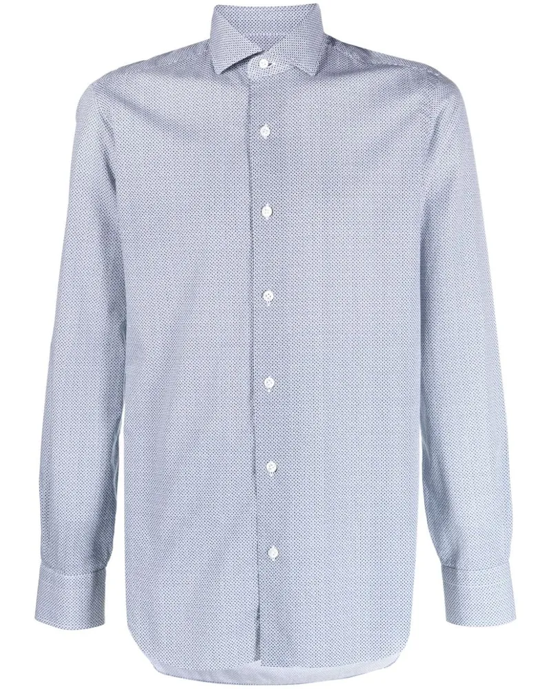 BARBA Hemd mit grafischem Print - Blau Blau