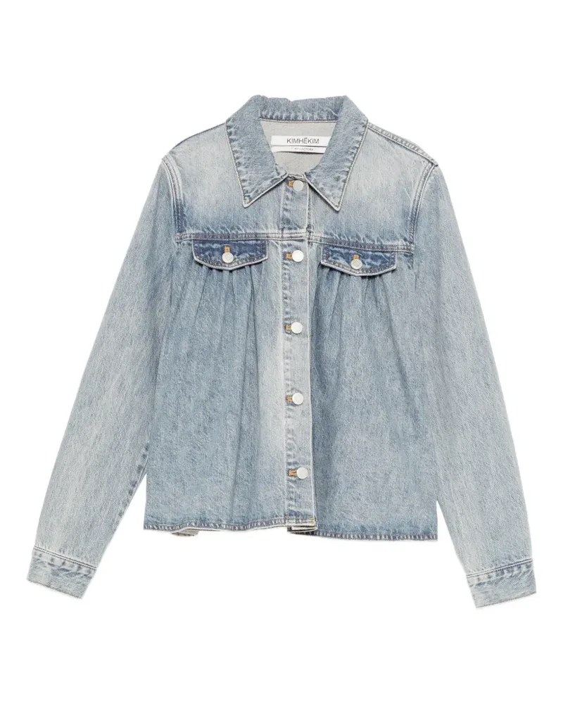 KIMHEKIM Ausgeblichene Jeansjacke mit Falten - Blau Blau