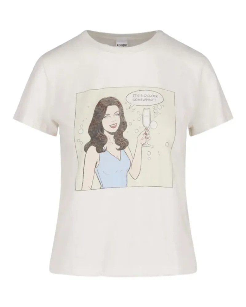 RE/DONE T-Shirt mit grafischem Print - Weiß Weiß