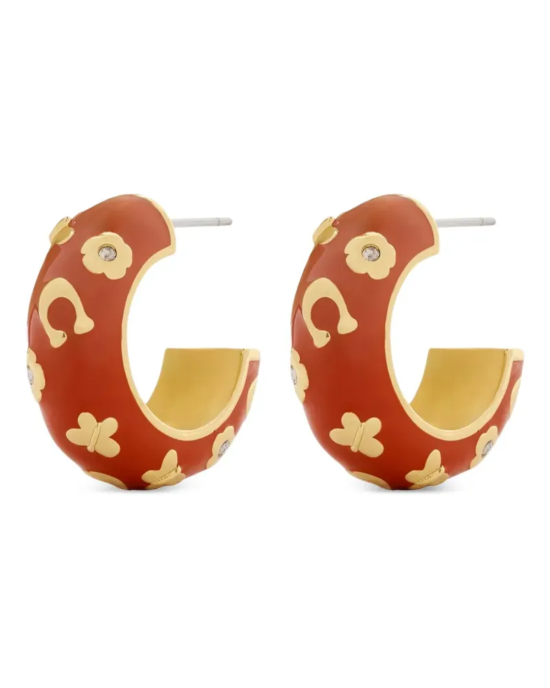 Coach Signature puffy hoop earrings - Gold Gold