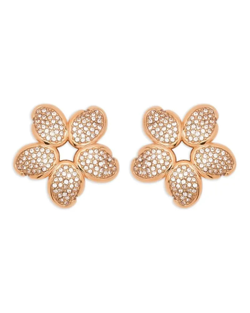 Oscar de la Renta Crystal O Flower Ohrringe - Gold Gold