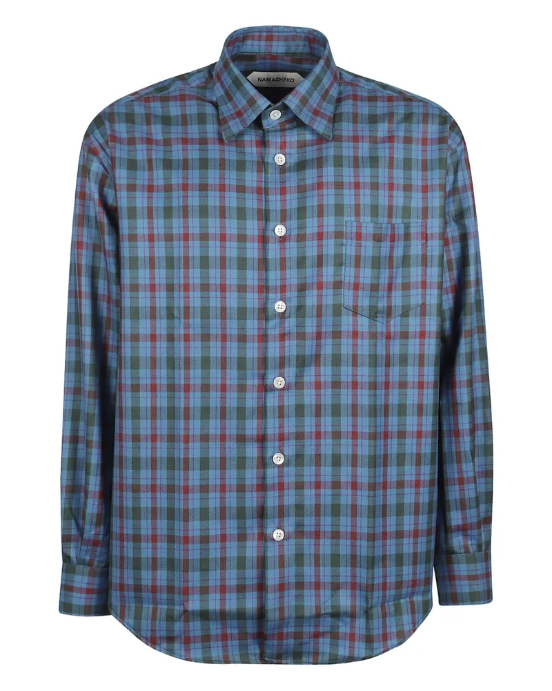Namacheko Kariertes Hemd mit Brusttasche - Blau Blau