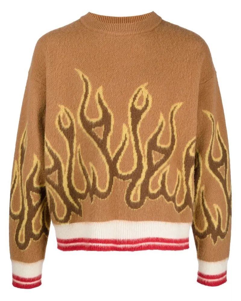 Palm Angels Burning Pullover mit tiefen Schultern - Braun Braun