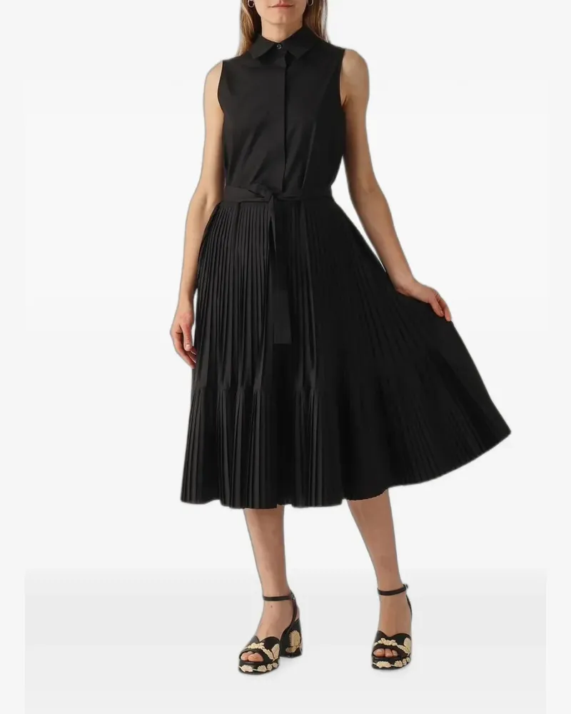 MEIMEIJ pleated sleeveless midi shirt dress - Schwarz Schwarz