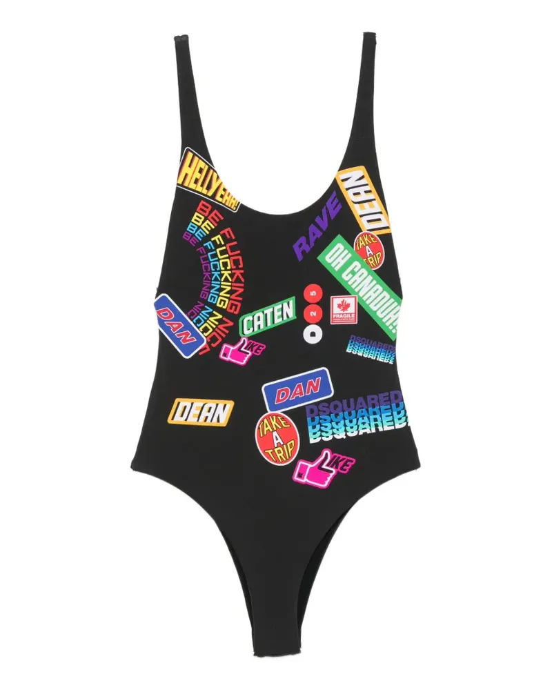 Dsquared2 graphic-print swimsuit - Schwarz Schwarz