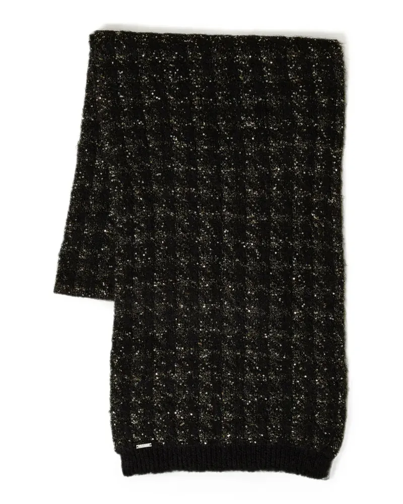 Twin-Set Jacquard-Schal mit Hahnentrittmuster - Schwarz Schwarz