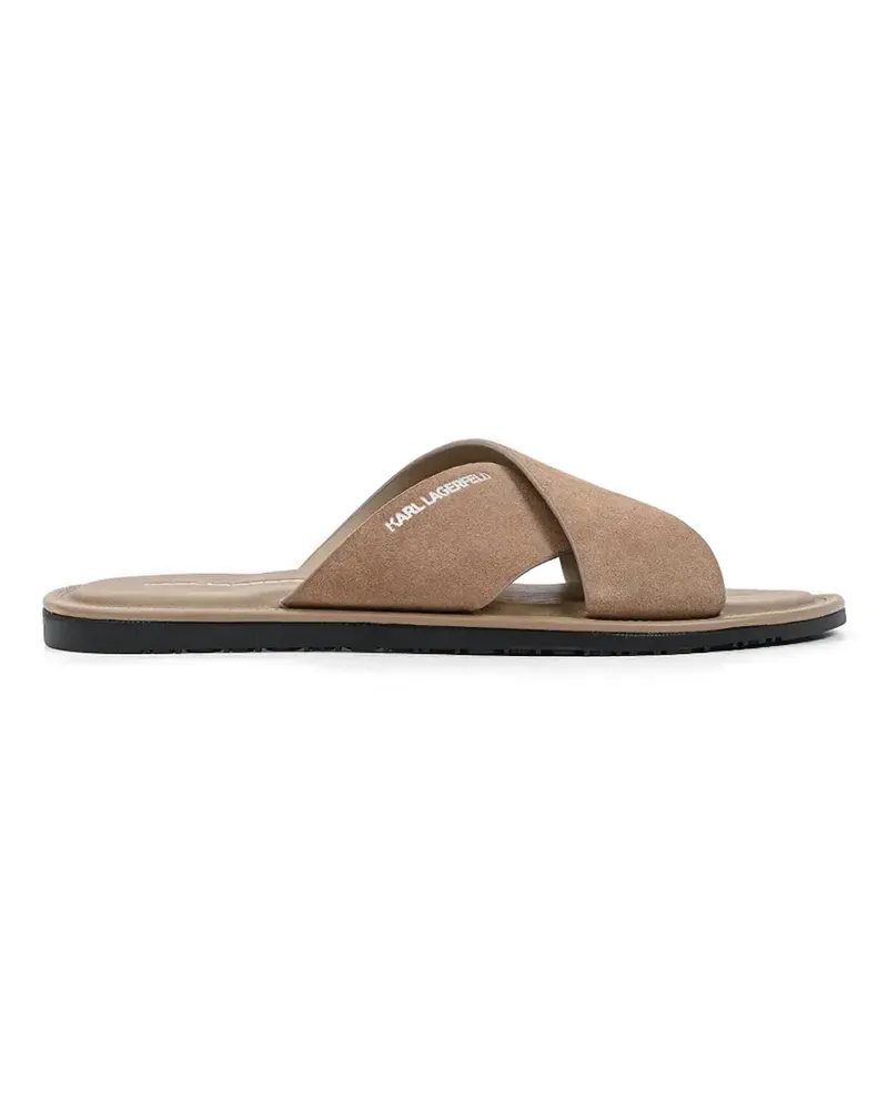 Karl Lagerfeld criss-cross suede slides - Braun Braun