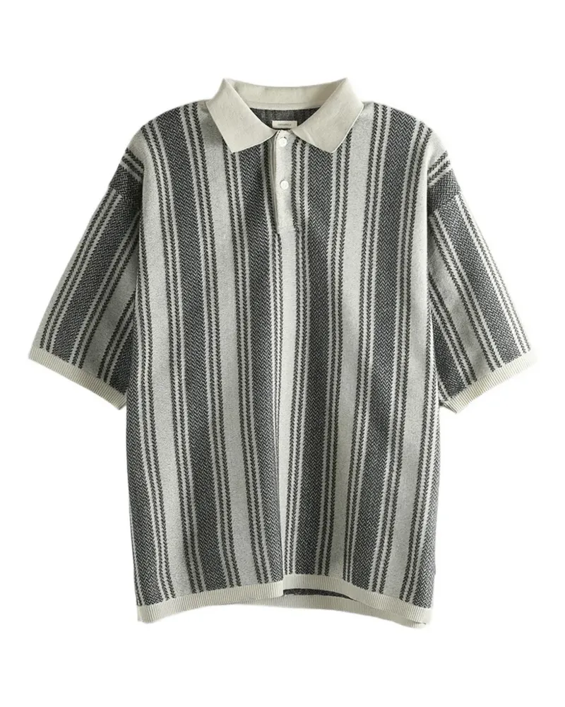 nanamica Gestreiftes Poloshirt - Grau Grau