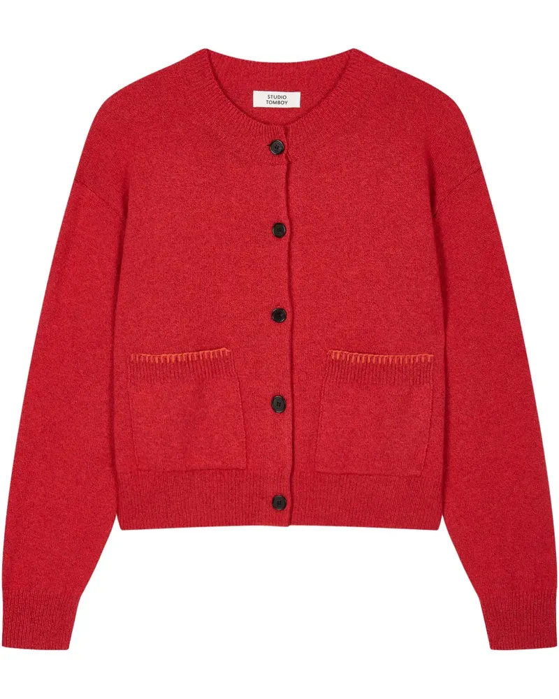STUDIO TOMBOY Cardigan mit rundem Ausschnitt - Rot Rot
