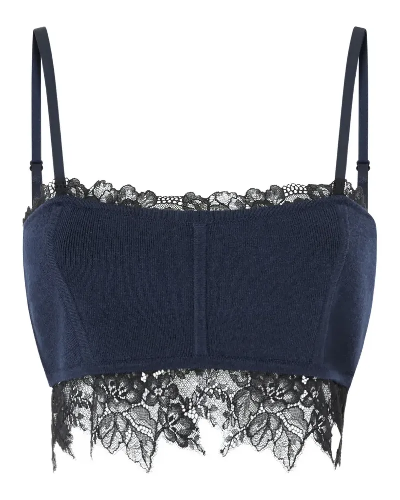 Pinko Strickoberteil mit Spitzenbesatz - Blau Blau