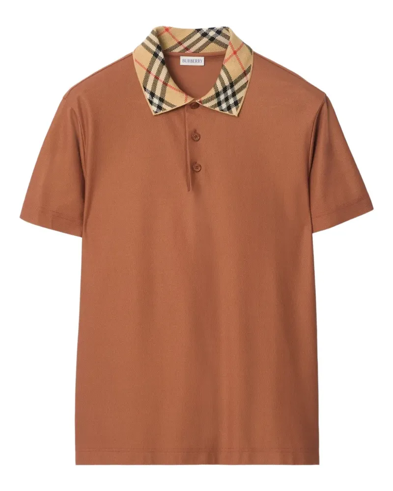 Burberry Poloshirt mit kariertem Kragen - Braun Braun