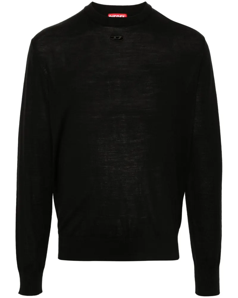 Diesel Pullover mit Oval D-Stickerei - Schwarz Schwarz
