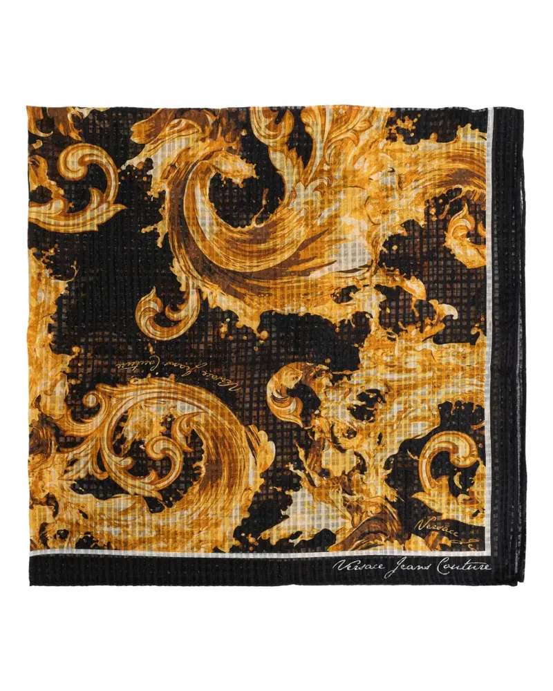 Versace Jeans baroque print silk scarf - Schwarz Schwarz