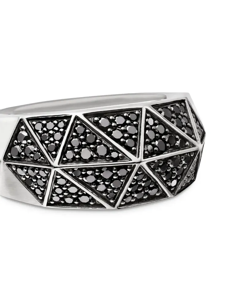 David Yurman Torqued Faceted Sterlingsilber-Siegelring mit Diamant 11,3mm Silber