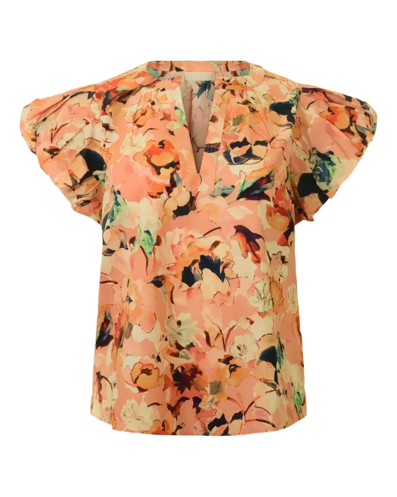 Ulla Johnson floral V-neck blouse - Orange Orange