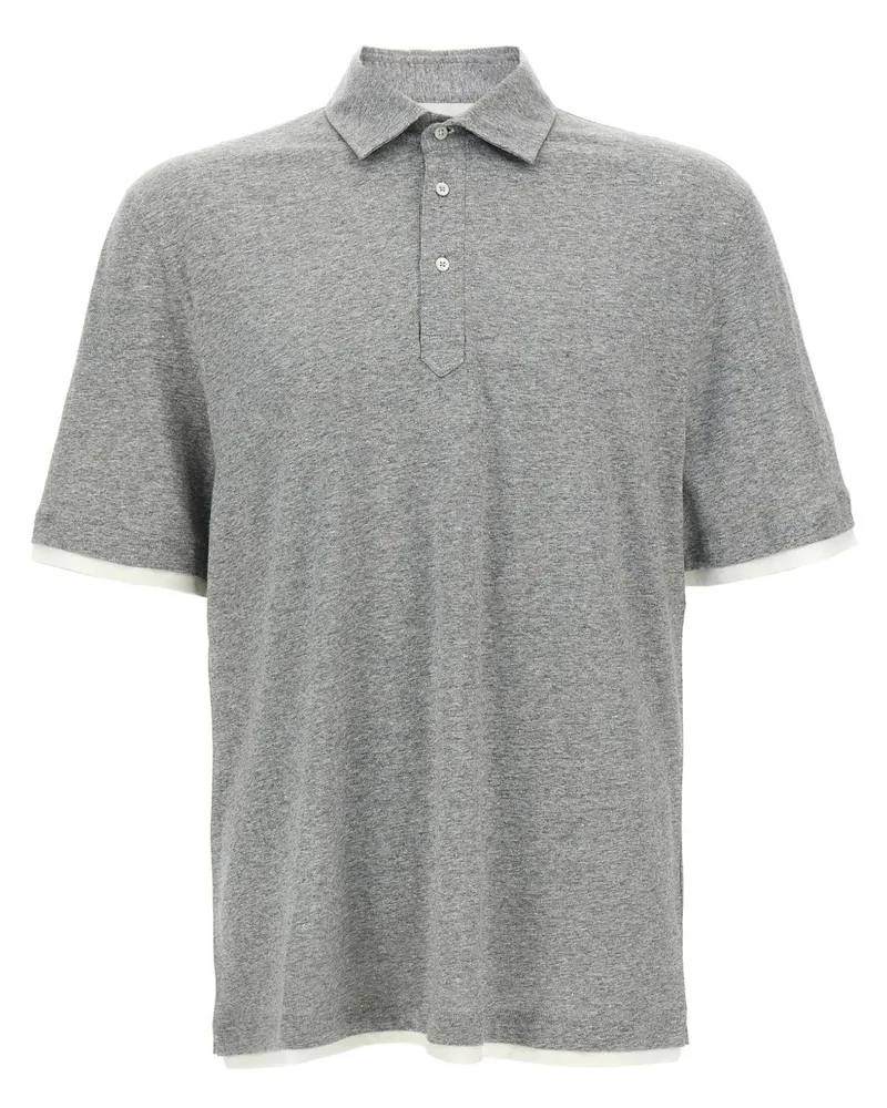 Brunello Cucinelli Meliertes Poloshirt - Grau Grau