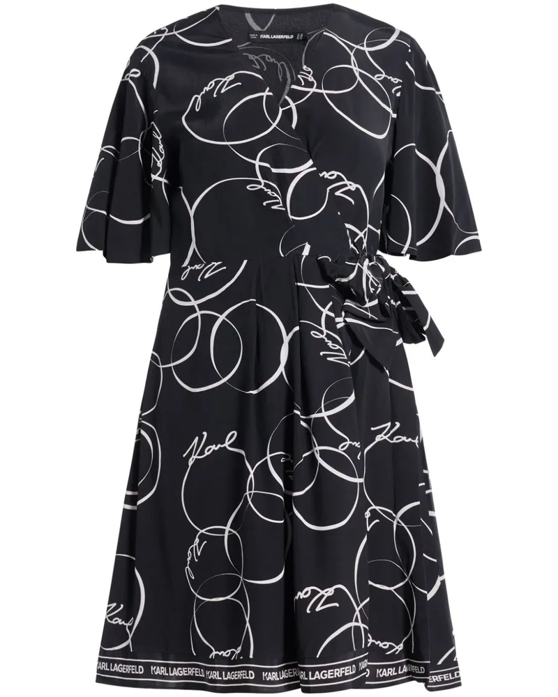 Karl Lagerfeld Wickelkleid mit Circle-Print - Schwarz Schwarz