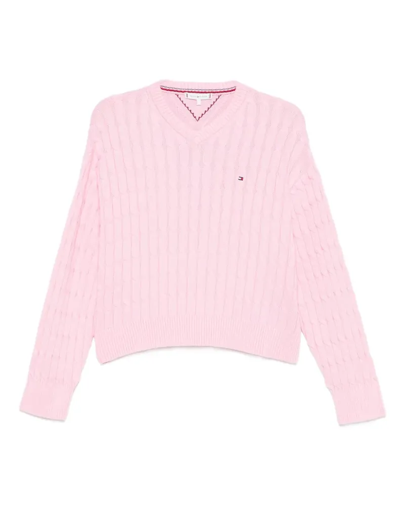 Tommy Hilfiger Pullover mit Zopfmuster - Rosa Rosa
