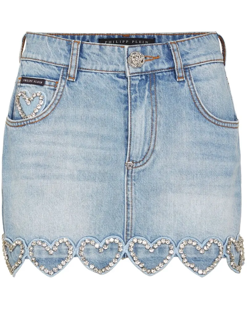 Philipp Plein Jeansrock mit Herzapplikation - Blau Blau
